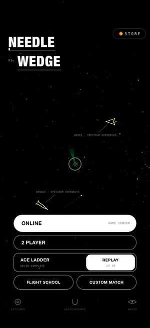 Title screen with Online, 2 Player, Ace Ladder, Flight School and Custom Match